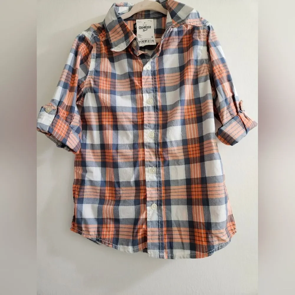 Oshkosh Boy's Plaid Shor Sleeve Shirt Size 6